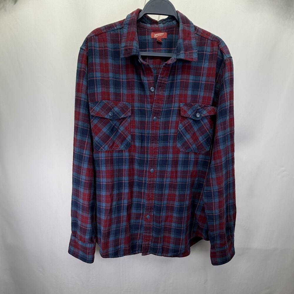 Arizona Men's Multicolor Red Check Plaid Western Casual Button Shirt XL